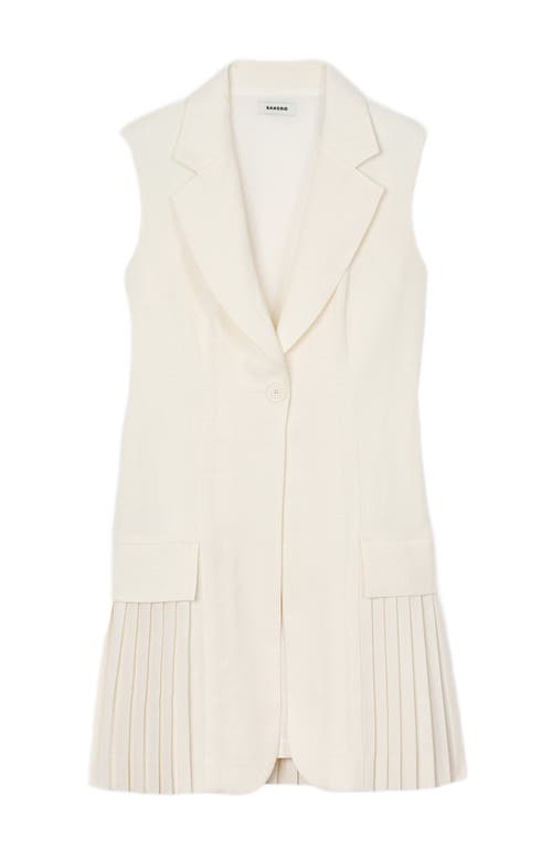 Sandro Short Pleated Suit Dress In Ecru