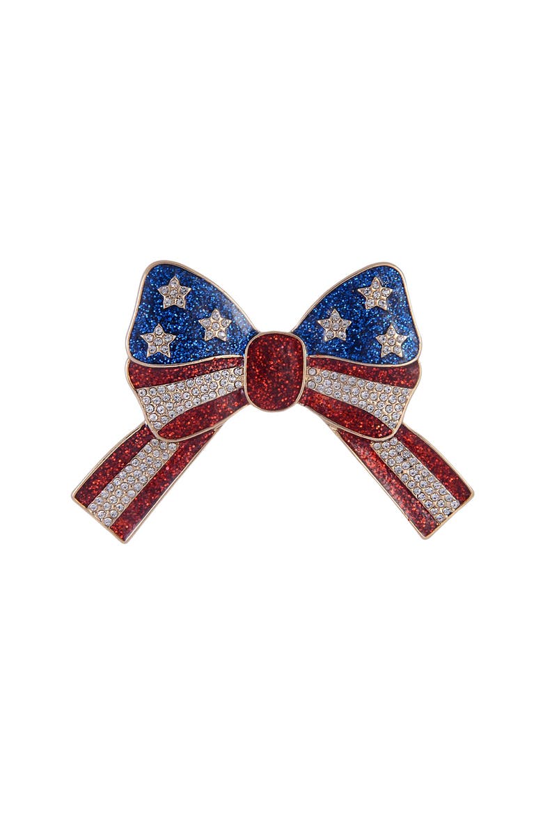 American Flag Bow Pin, Alternate, color, Red