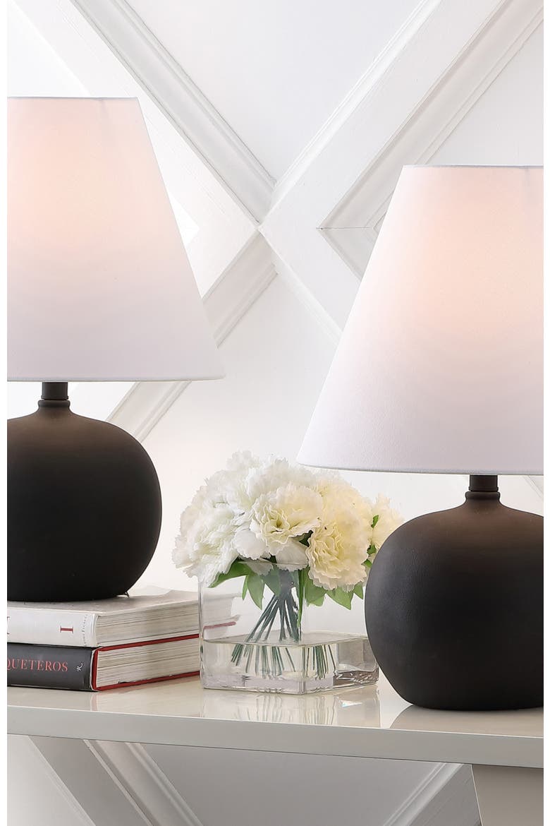 Asher 18.25" Minimalist Scandinavian Resin/Iron Gourd LED Table Lamp, Alternate, color, Matte Black
