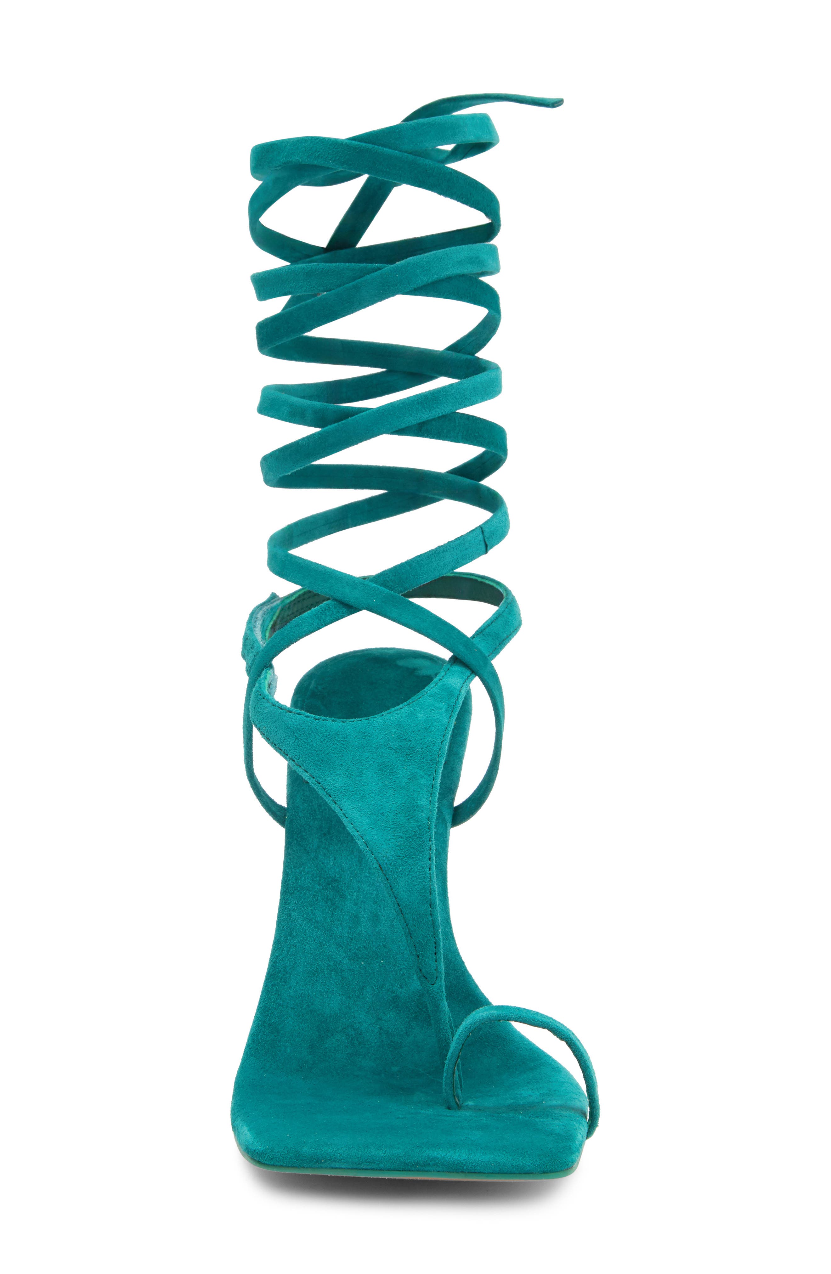 Bon Bon Ankle Wrap Sandal, Alternate, color, TURQUOISE SUEDE