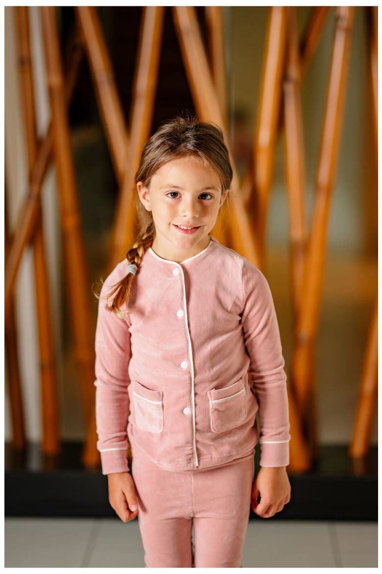 Girls Velour PJ, Alternate, color, Pink