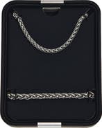NORDSTROM RACK Men's Stainless Steel Wheat Chain Necklace & Bracelet Set