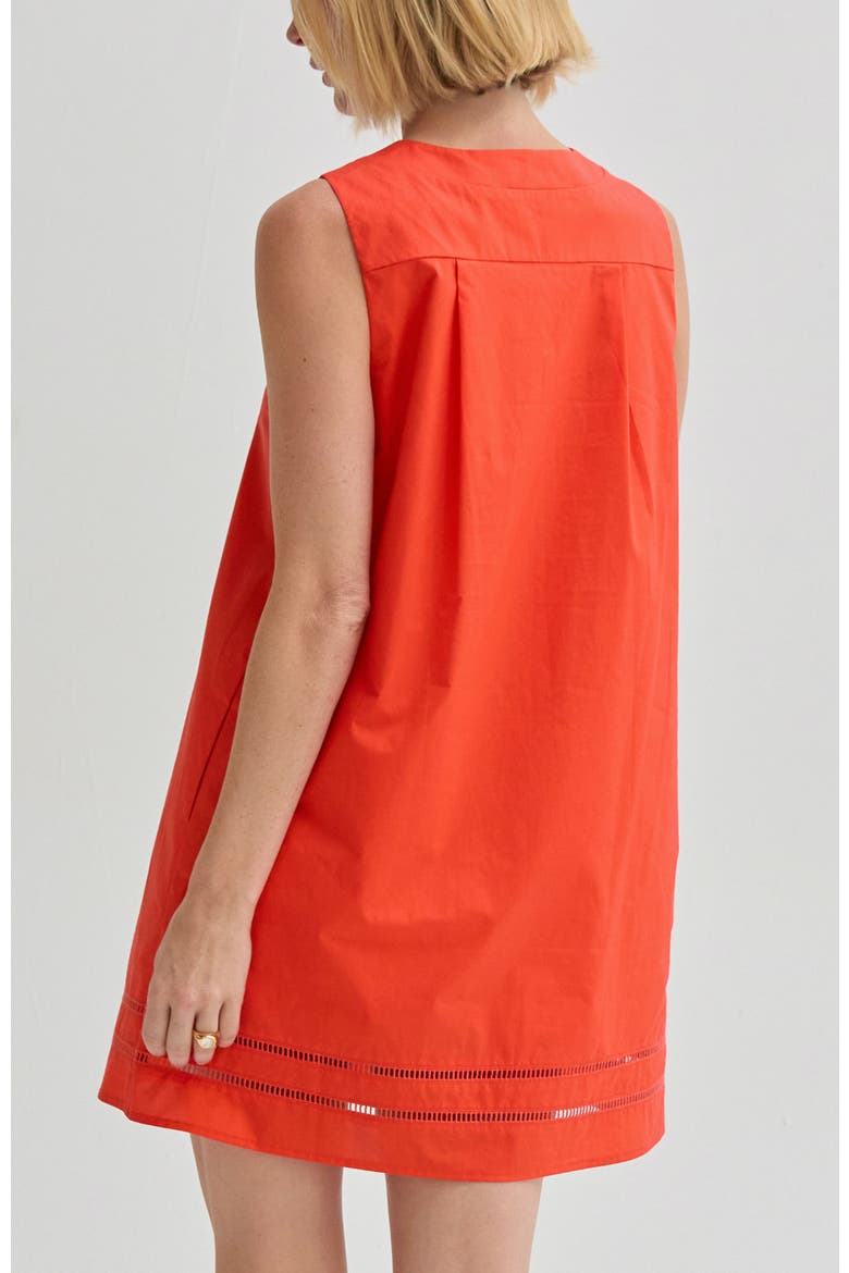 Lattice Trim Poplin Mini Dress, Alternate, color, Burnt Orange