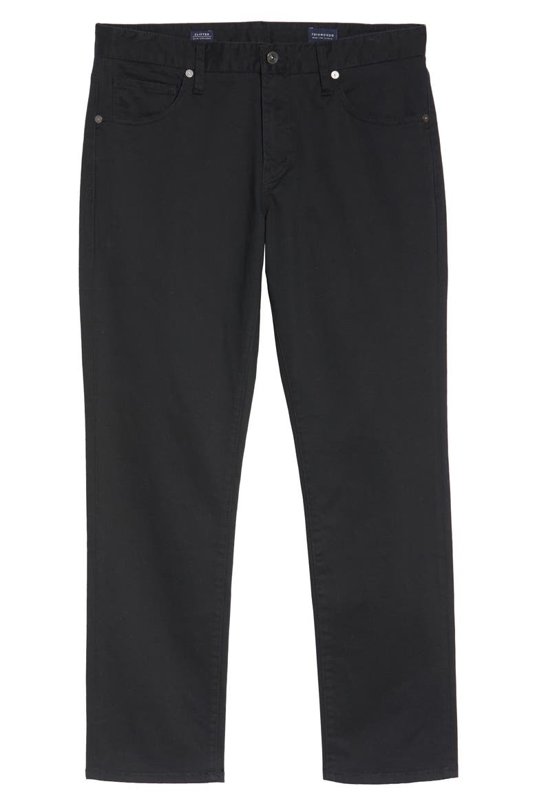 Clifton Slim Brushed Twill Slim Straight Leg Five-Pocket Pants, Alternate, color, BLACK