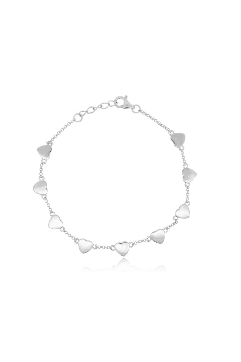 Heart Station Chain Bracelet, Main, color, Sterling Silver