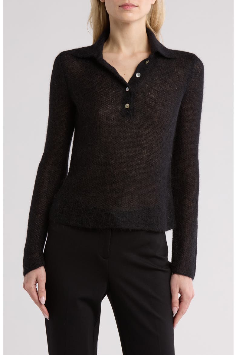 Brushed Polo Sweater, Main, color, BLACK