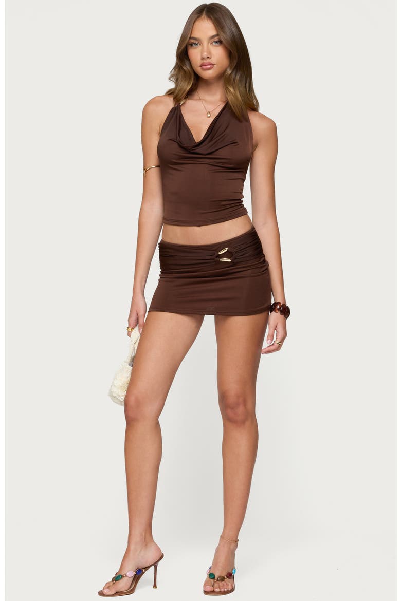 Isaiah Ruched Miniskirt, Alternate, color, DARK-BROWN