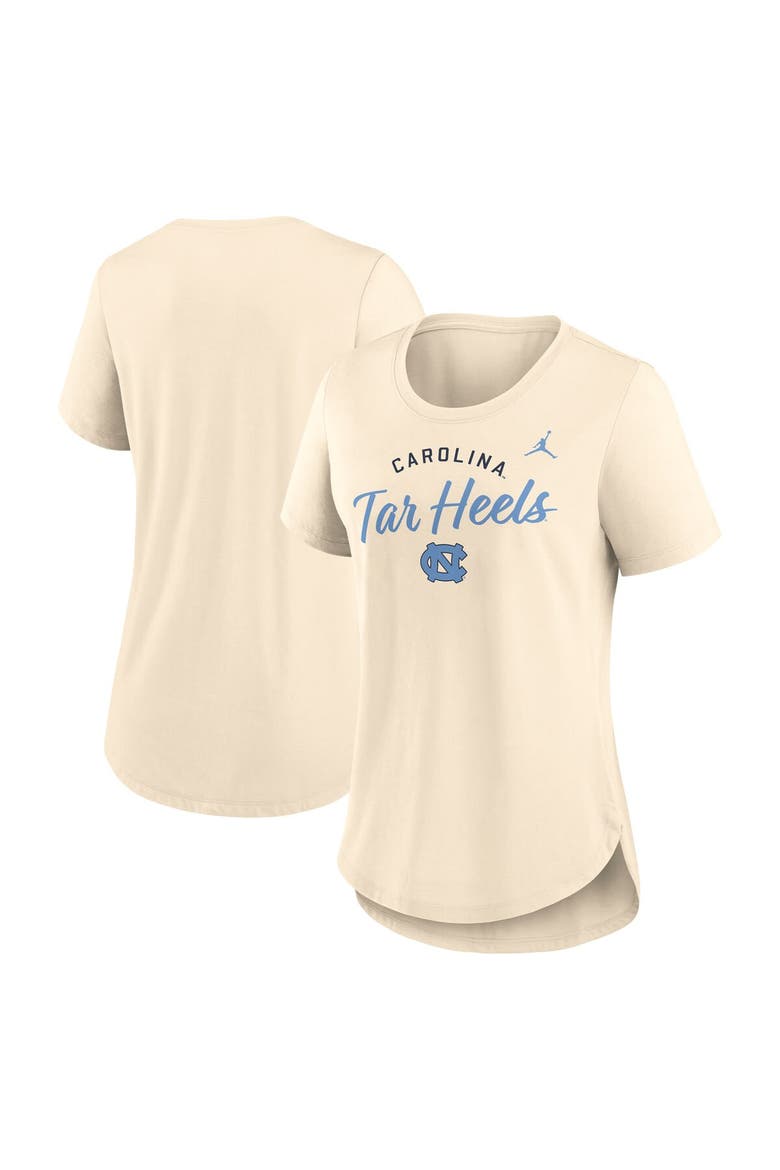 Women's Jordan Brand  Tan North Carolina Tar Heels Script Logo Tri-Blend T-Shirt, Main, color, Tan
