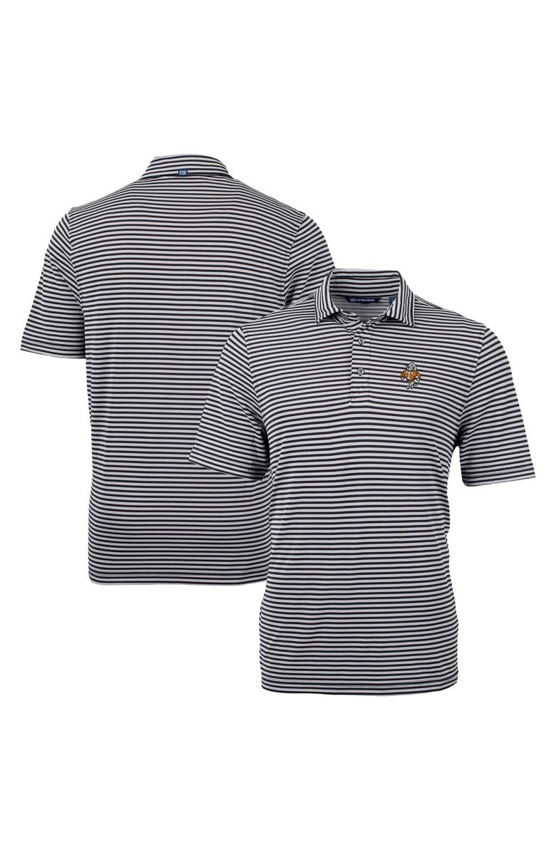 Cutter & Buck Men's Cutter & Buck  Black Tennessee Volunteers Vault DryTec Virtue Eco Pique Stripe Recycled Polo, Main, color, Black
