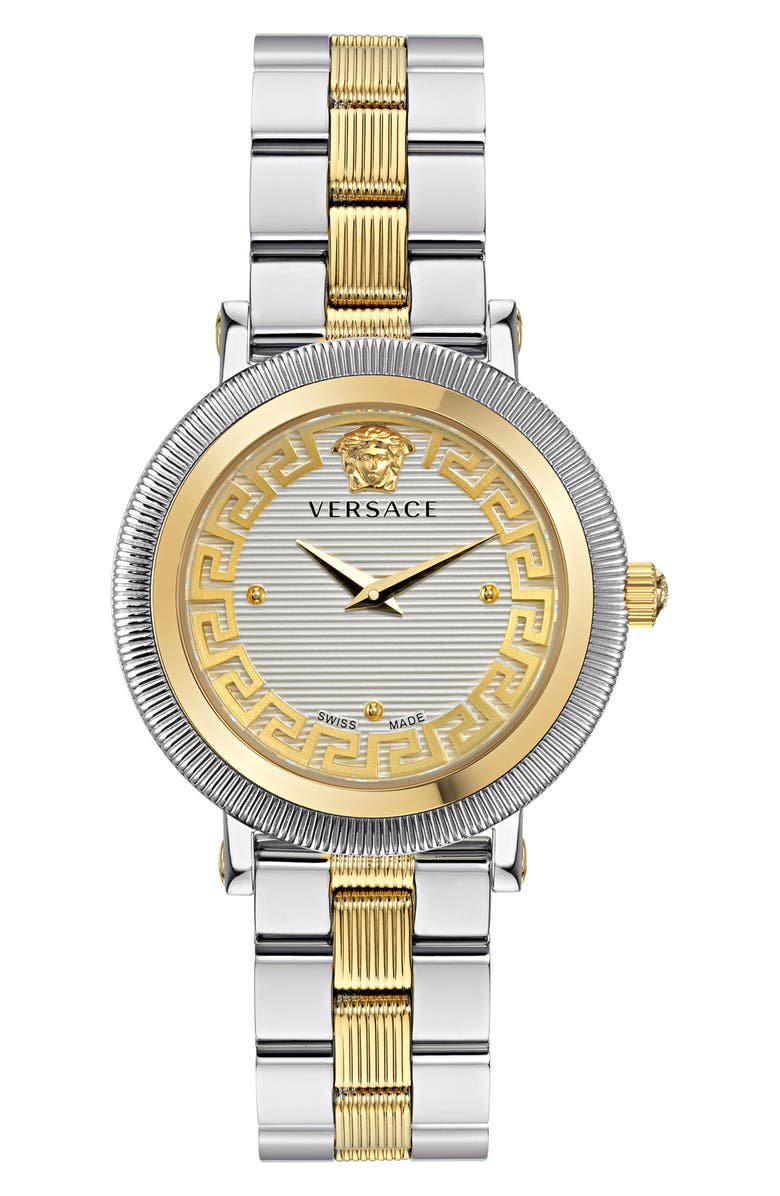 Versace Greca Flourish Bracelet Watch, 35mm, Main, color, Two Tone
