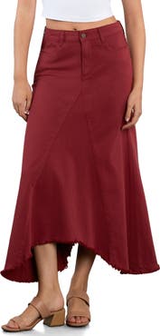 Wash Lab Denim Selma Pieced Asymmetric Denim Maxi Skirt