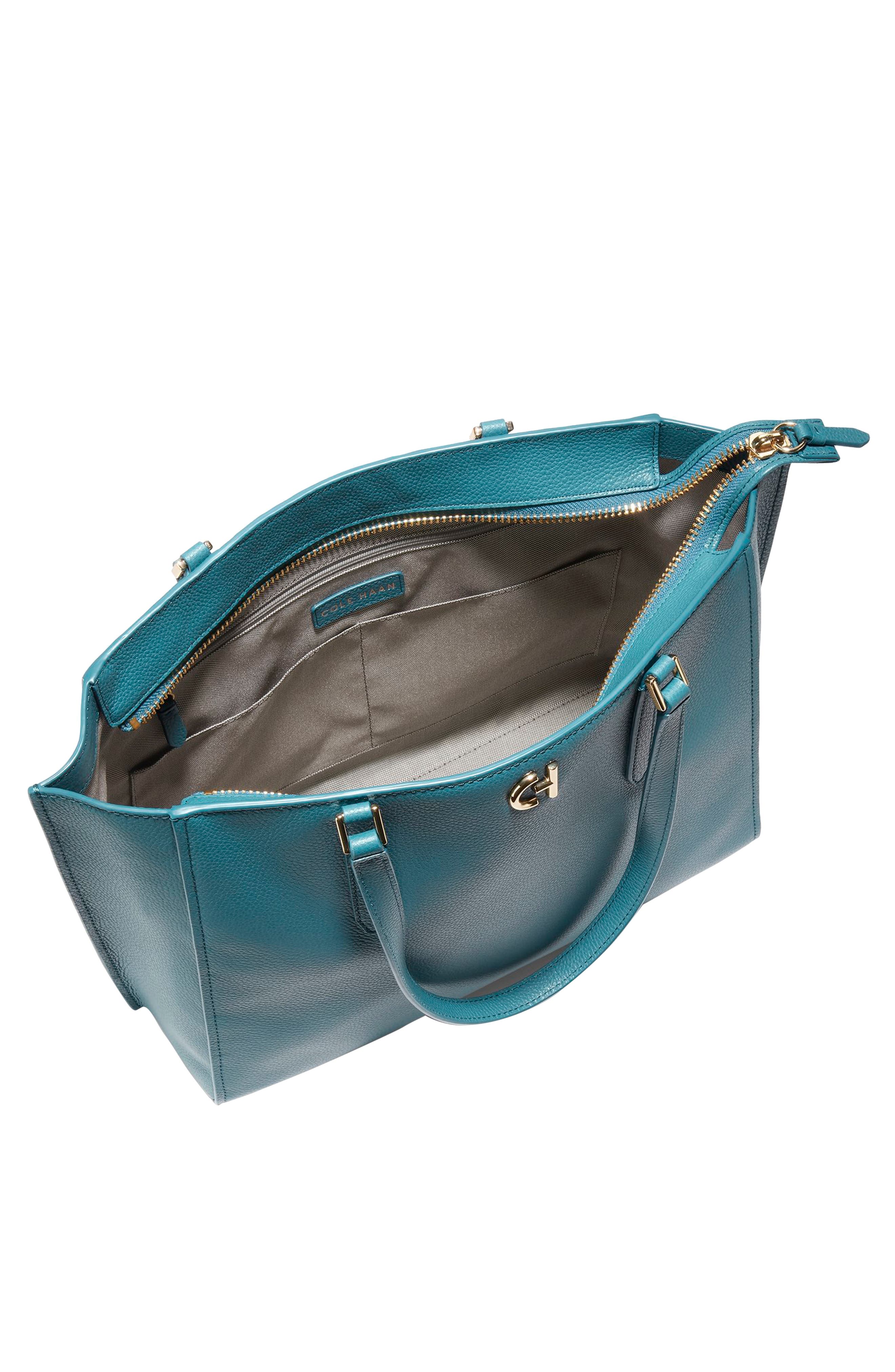 Go-To Leather Tote, Alternate, color, INK BLUE