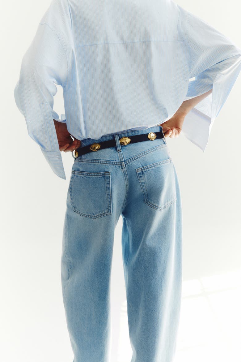 Baggy Regular-waist Barrel Jeans, Alternate, color, Light denim blue