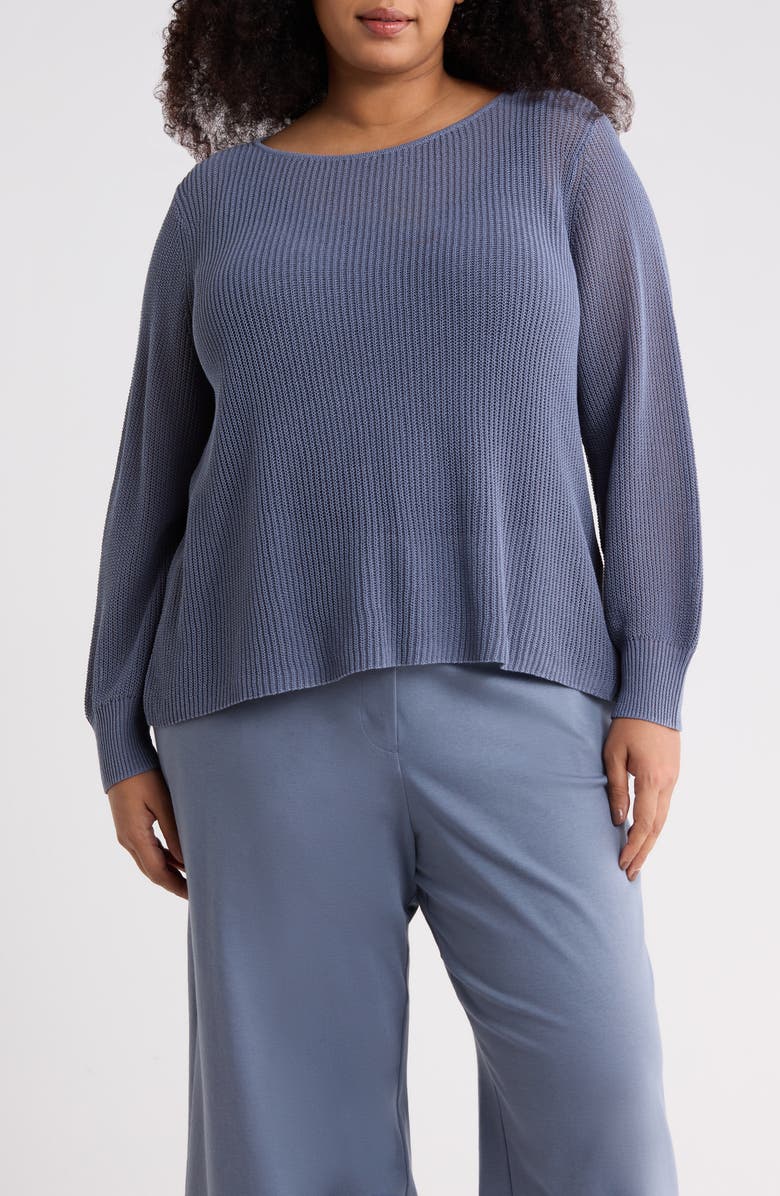 Eileen Fisher Organic Cotton & Silk Ballet Neck Sweater, Main, color, Flint