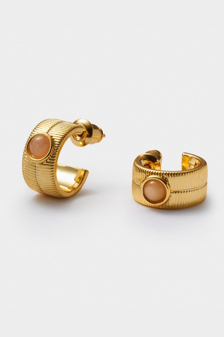 'July' Waterproof Gold Birthstone Hoop Earrings, Alternate, color, July