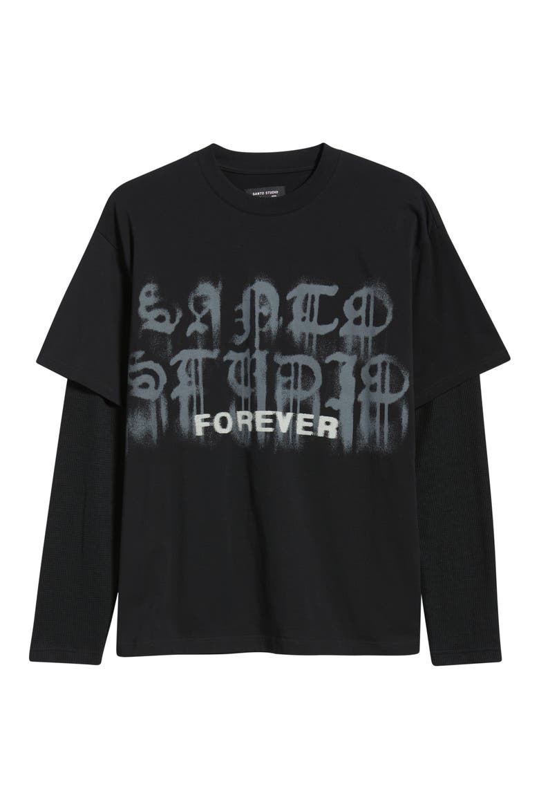 Forever Graphic Layered T-Shirt, Alternate, color, BLACK