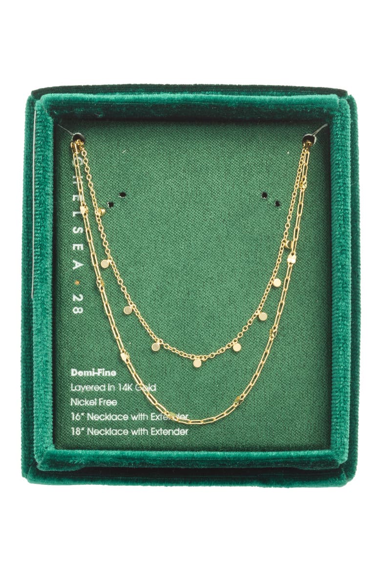 Gift Boxed Layered 14K Gold Plate Chain Necklace, Main, color, CLEAR- GOLD