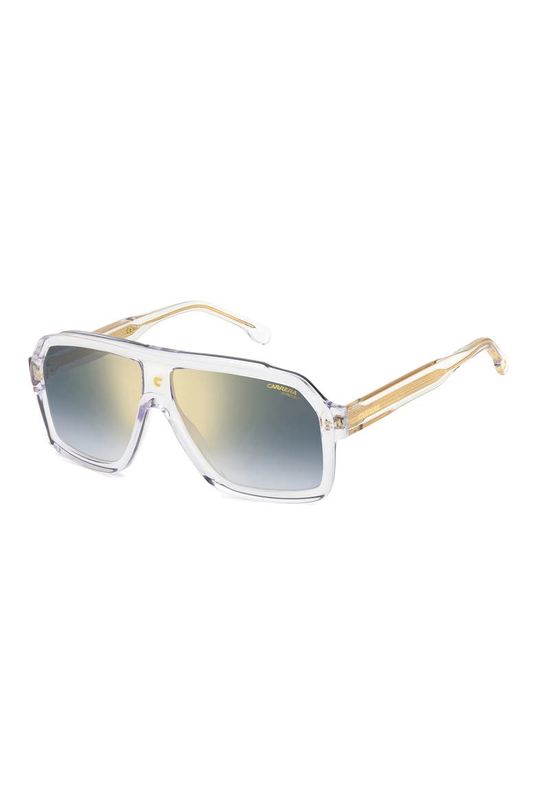 60mm Gradient Polarized Rectangular Sunglasses, Alternate, color, 0900-1V