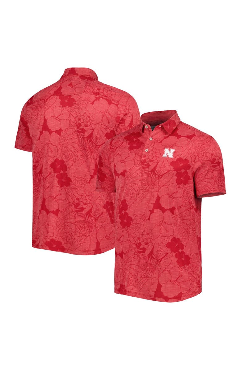 Tommy Bahama Men's Tommy Bahama Scarlet Nebraska Huskers Miramar Blooms Polo, Main, color, 
