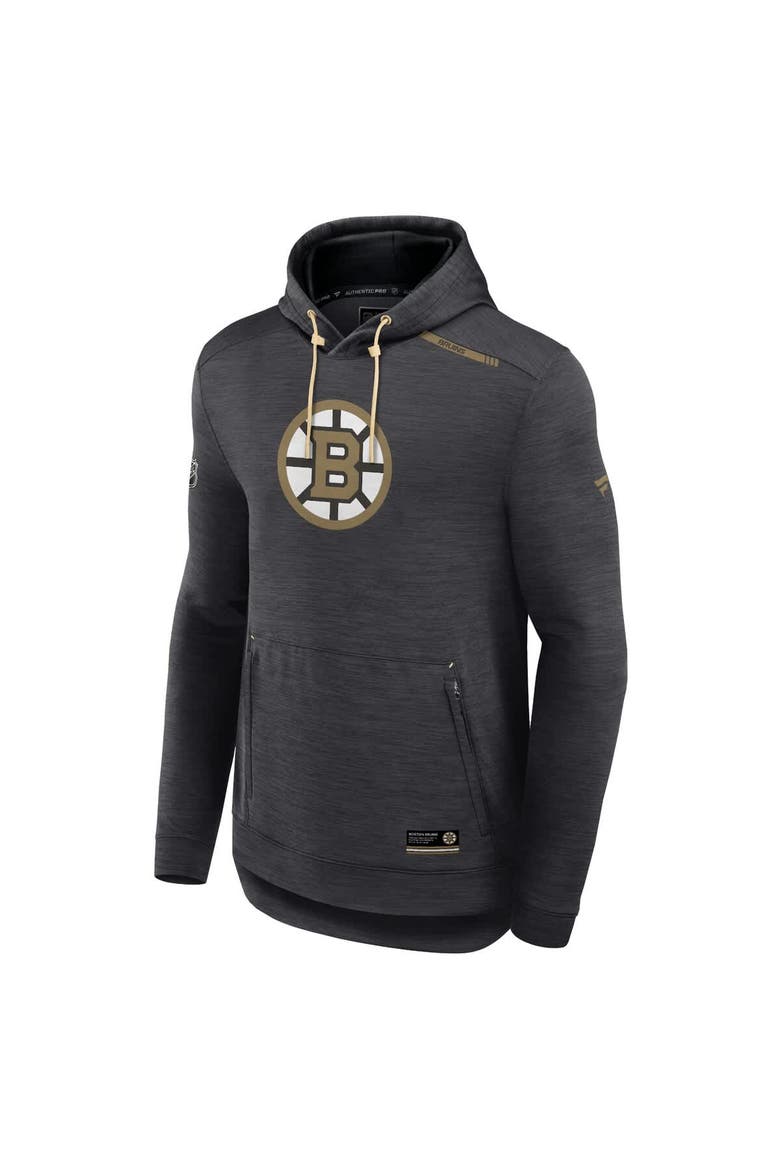 Men's Fanatics  Heather Charcoal Boston Bruins Authentic Pro Tech Pullover Hoodie, Alternate, color, Heather Charcoal