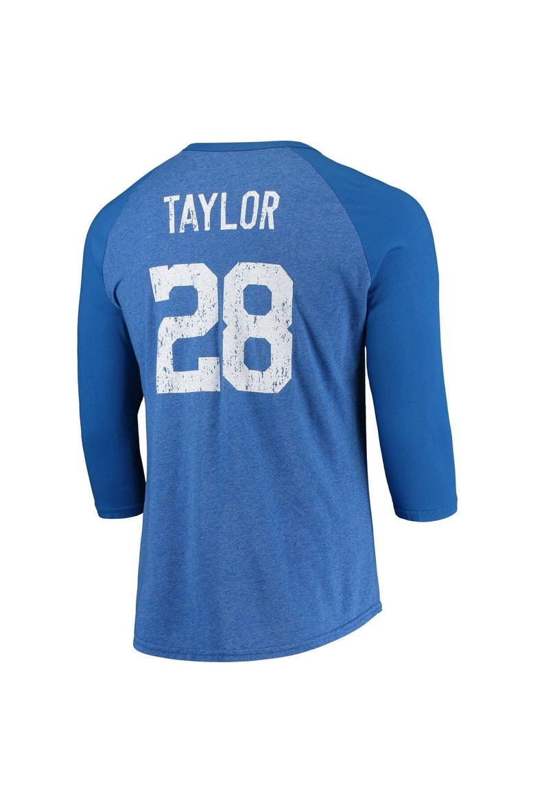 Men's Majestic Threads Jonathan Taylor Royal Indianapolis Colts Name & Number Team Colorway Tri-Blend 3/4 Raglan Sleeve Player T-Shirt, Alternate, color, Royal