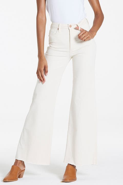 Fiona High-Rise Raw Hem Wide Leg Jeans