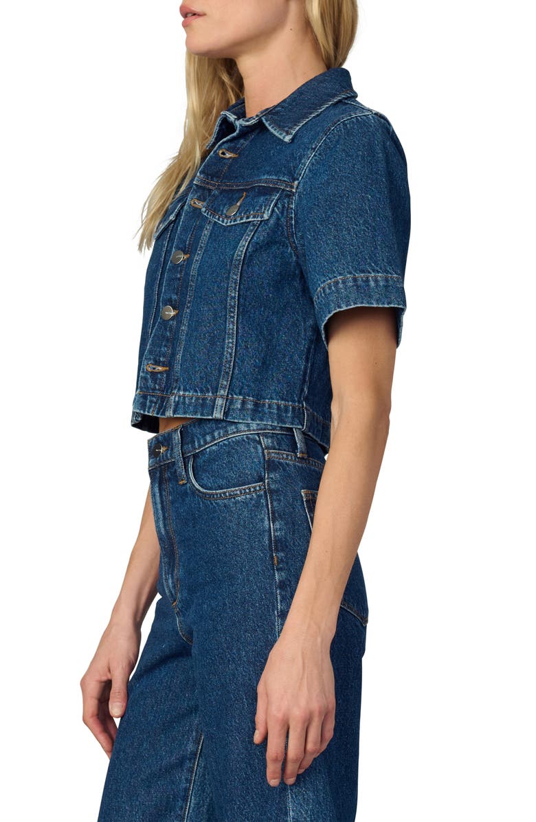 Joe's Jeans Short Sleeve Crop Denim Trucker Shirt, Alternate, color, Lively