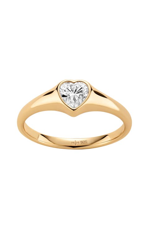 CZ Heart Signet Ring