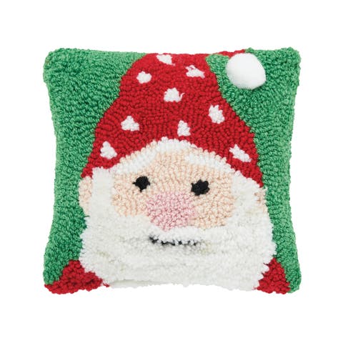 Santa Claus Mini Hooked Accent Pillow 8" x 8"