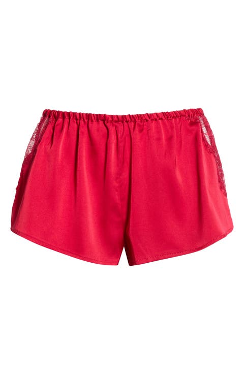 Confidence Eyelash Lace Trim Satin Shorts