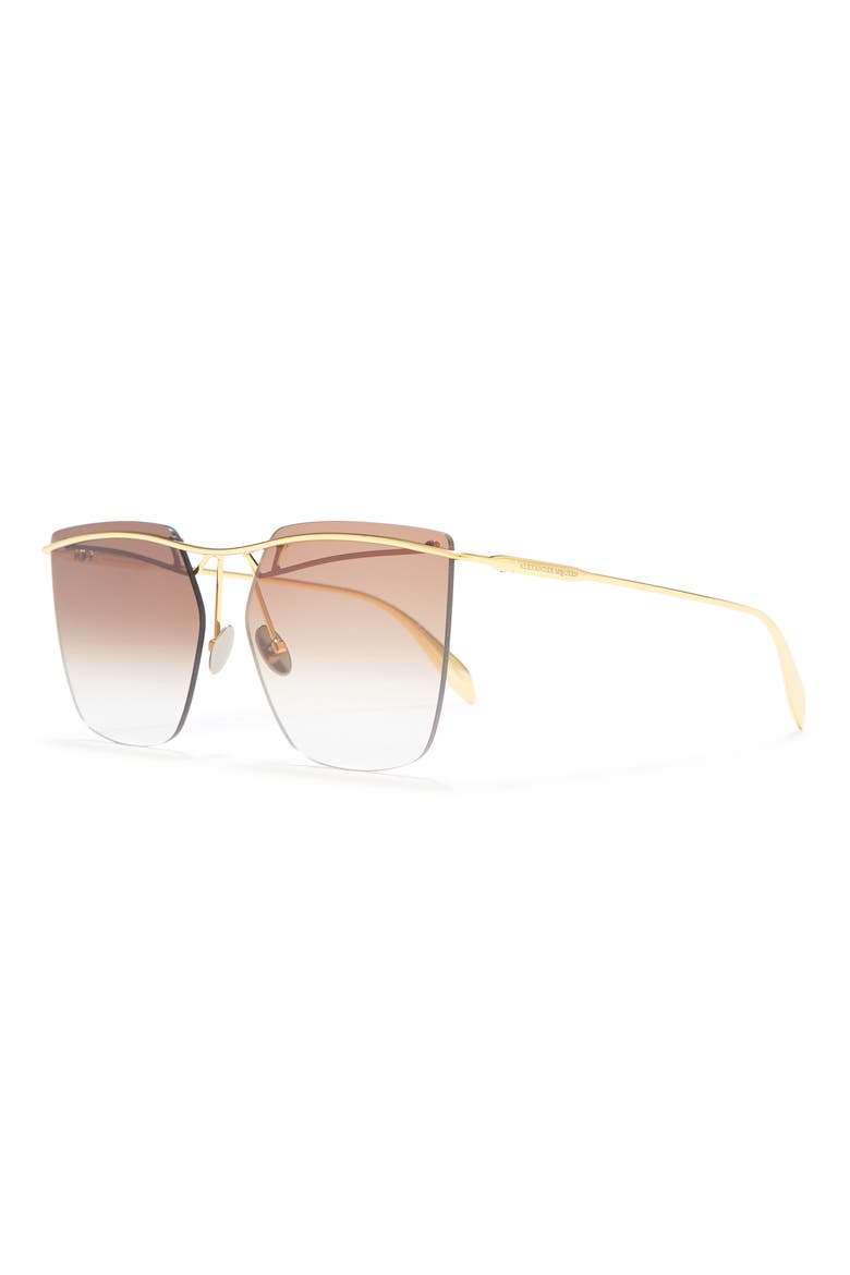 Alexander McQueen 59mm Square Sunglasses, Alternate, color, GOLD GOLD BROWN/GBN
