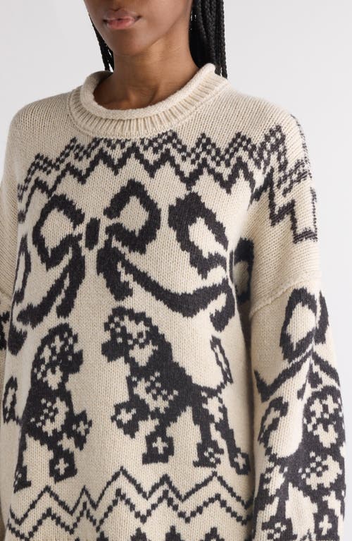 Acne Studios Kaisen Fair Isle Jacquard Donegal Wool Blend Sweater In Ivory/black