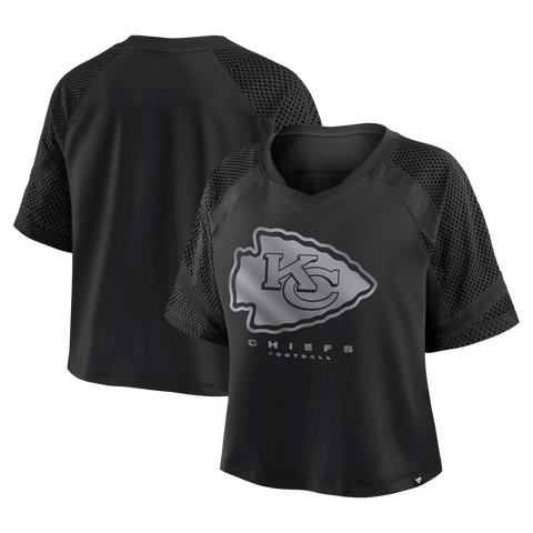 Women's Fanatics Kansas City Chiefs Oversized Raglan V-Neck Blackout Fashion Jersey