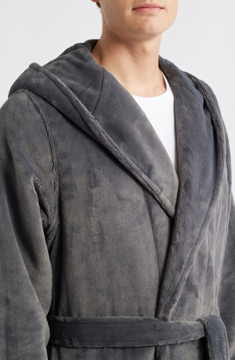 Nordstrom Fleece Hooded Robe, Alternate, color, Grey Magnet
