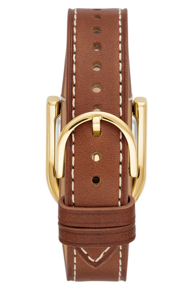 Harwell East West Leather Strap Watch, 28mm, Alternate, color, BROWN / GOLD