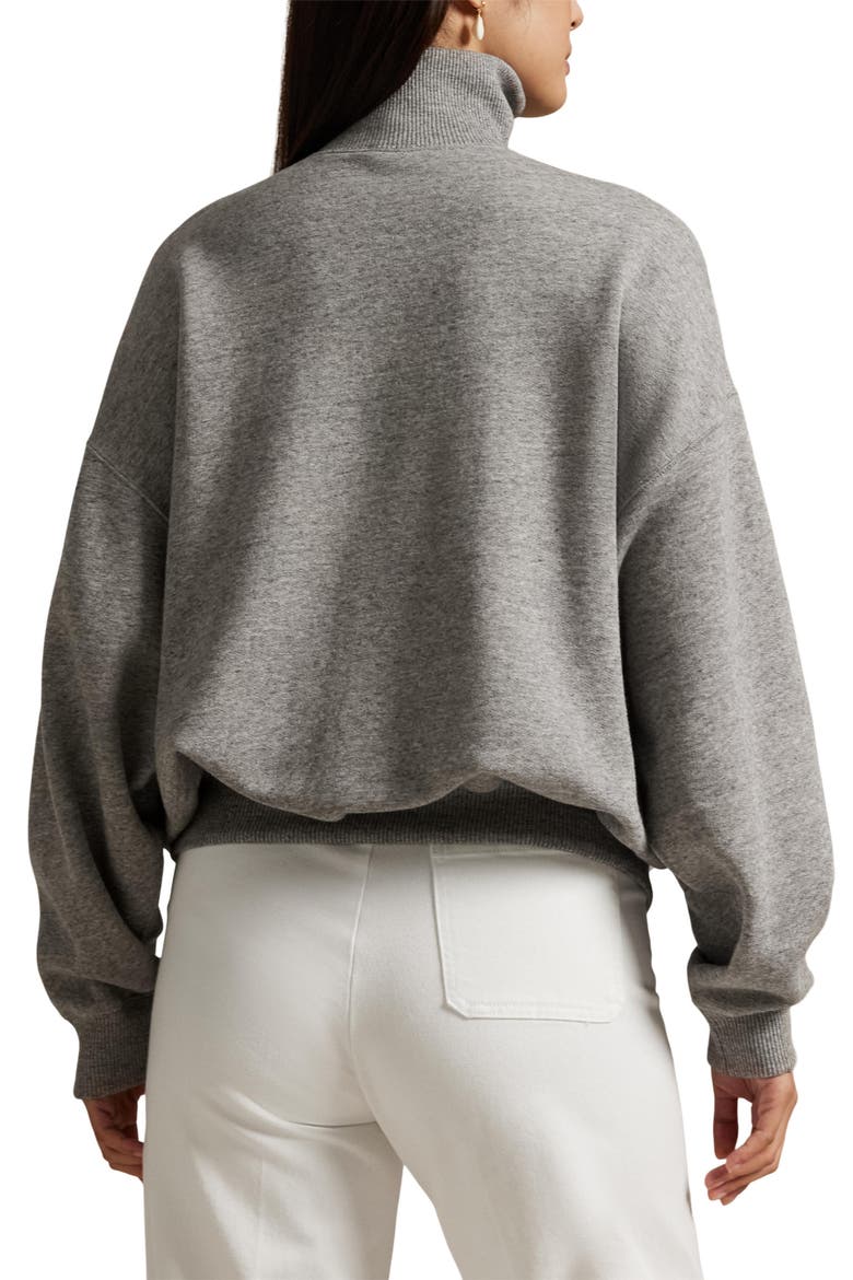 Rib Trim Mock Neck Pullover, Alternate, color, DARK VINTAGE HEATHER