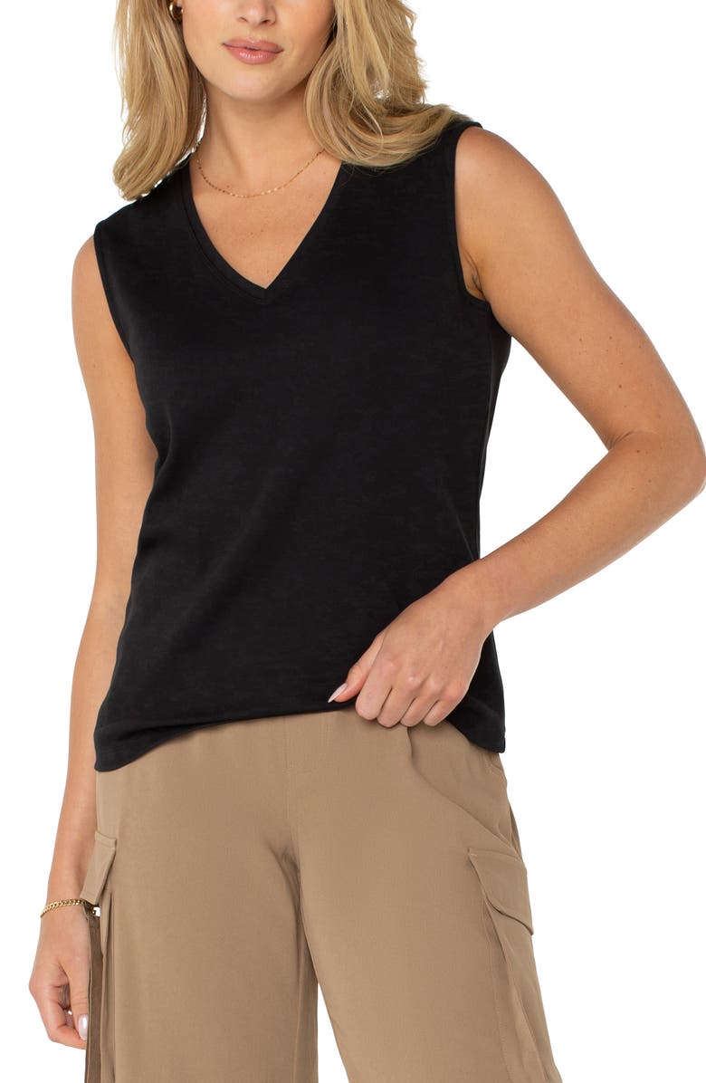 Liverpool Los Angeles V-Neck Sleeveless Stretch Cotton Top, Alternate, color, 