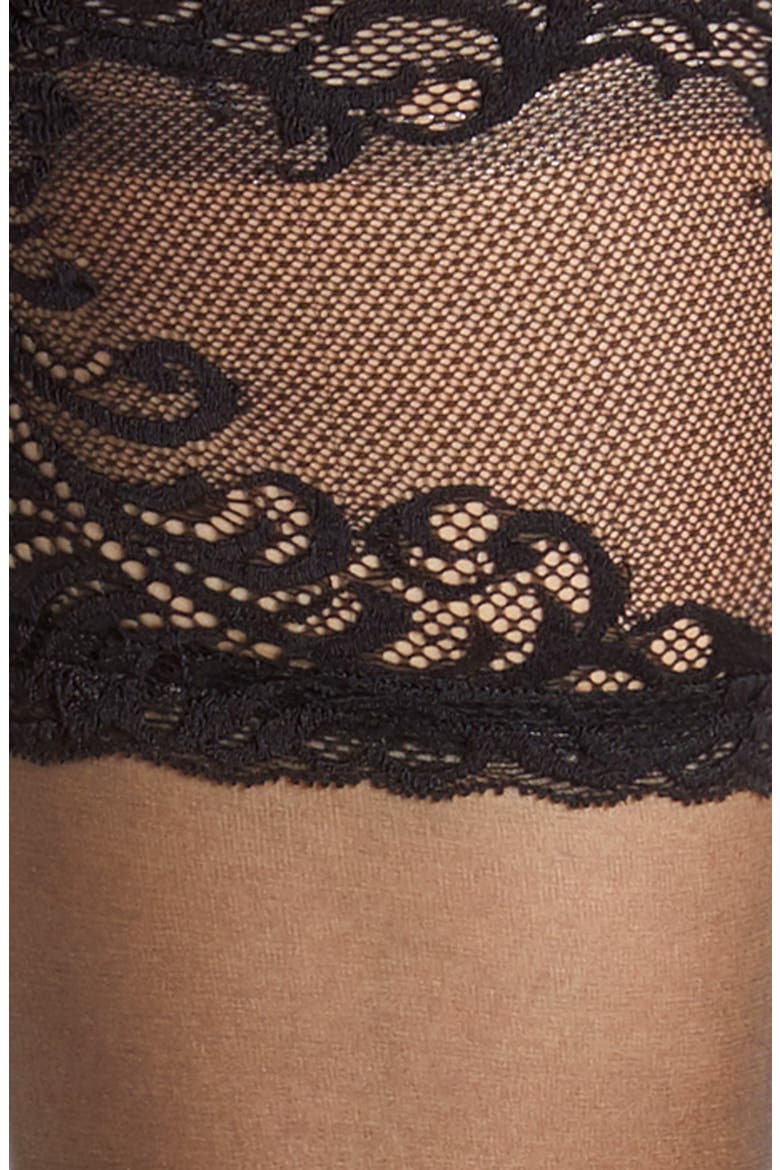 Feathers Stay-Up Stockings, Alternate, color, BLACK