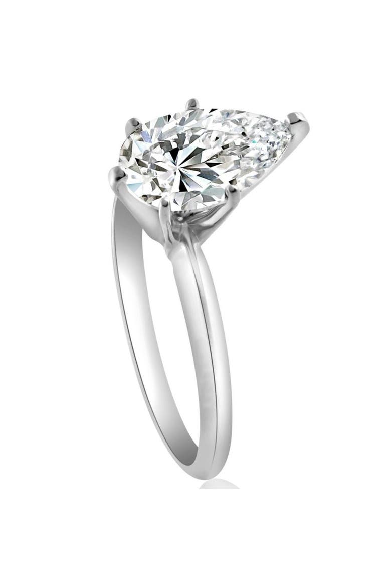 3CT Platinum Pear Shaped Diamond 6-Prong Solitaire Engagement Ring Lab Grown, Alternate, color, Platinum