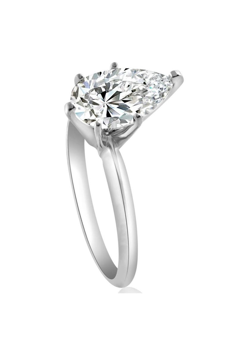 Bliss Diamond 3CT Platinum Pear Shaped Diamond 6-Prong Solitaire Engagement Ring Lab Grown, Alternate, color, Platinum