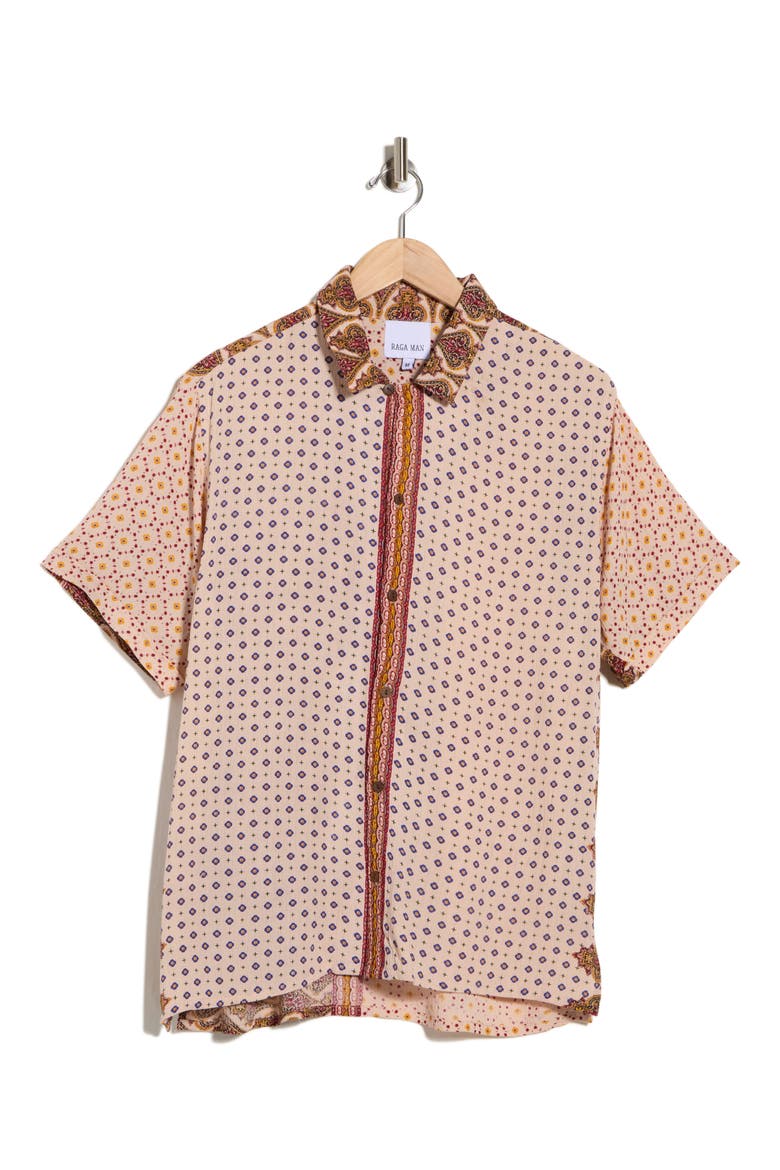 Ijay Short Sleeve Button-Up Shirt, Alternate, color, BURGUNDY