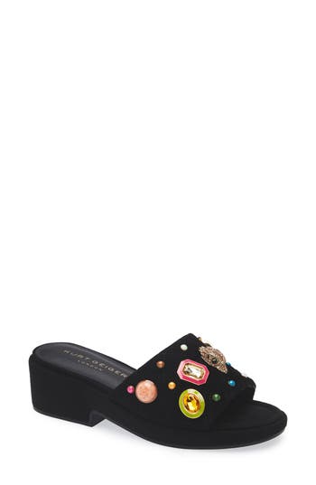 Kurt Geiger London Eagle Gem Platform Sandal In Black