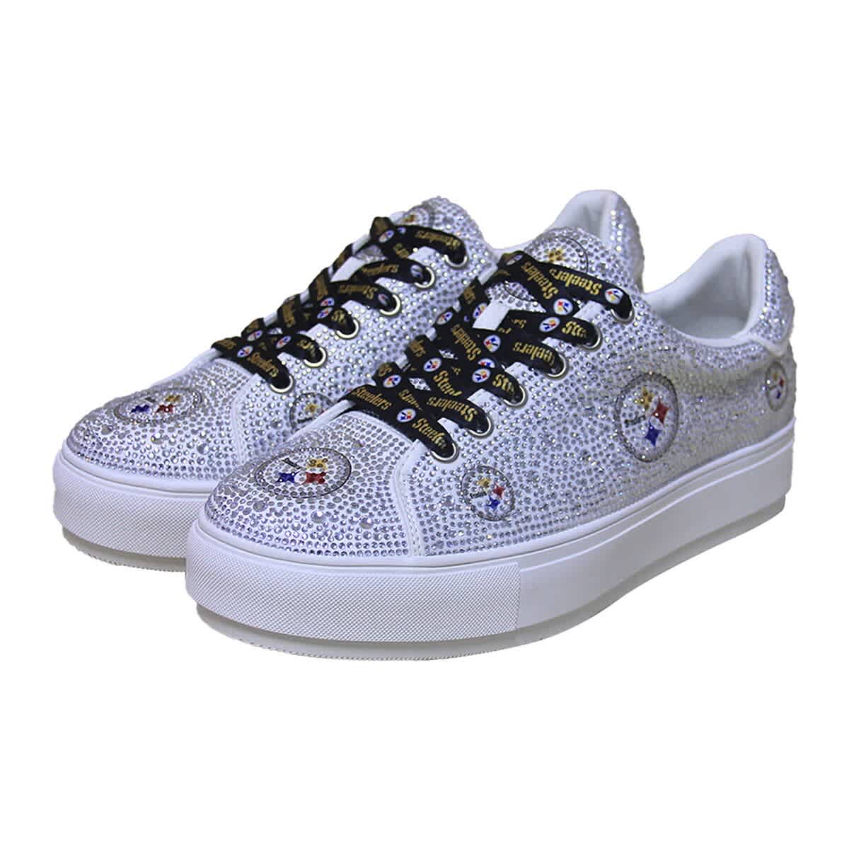 CUCE Women's Cuce White Pittsburgh Steelers Crystal Team Logo Sneakers, Main, color, 