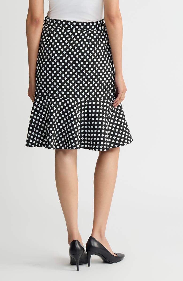 KASPER Flounce Hem Skirt, Alternate, color, Black/ Lily White