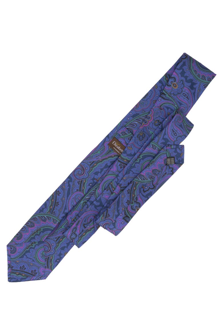 Cosimo - Printed Silk Tie for Men, Alternate, color, Indigo Blue