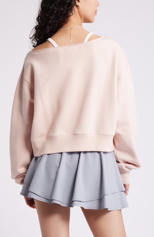 Bp. Fleece Detail Off The Shoulder Sweatshirt In Neutral