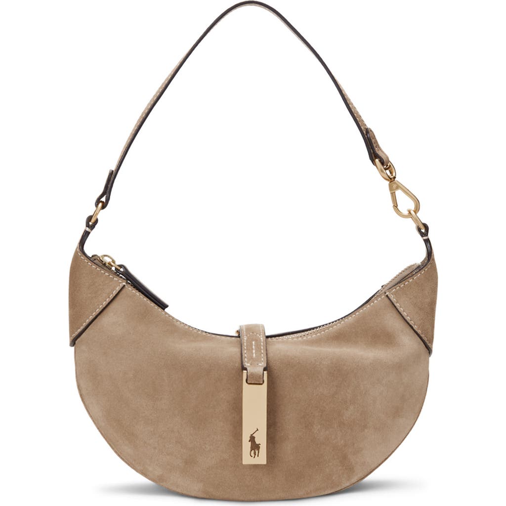 Polo Ralph Lauren Mini Suede Shoulder Bag In Brown