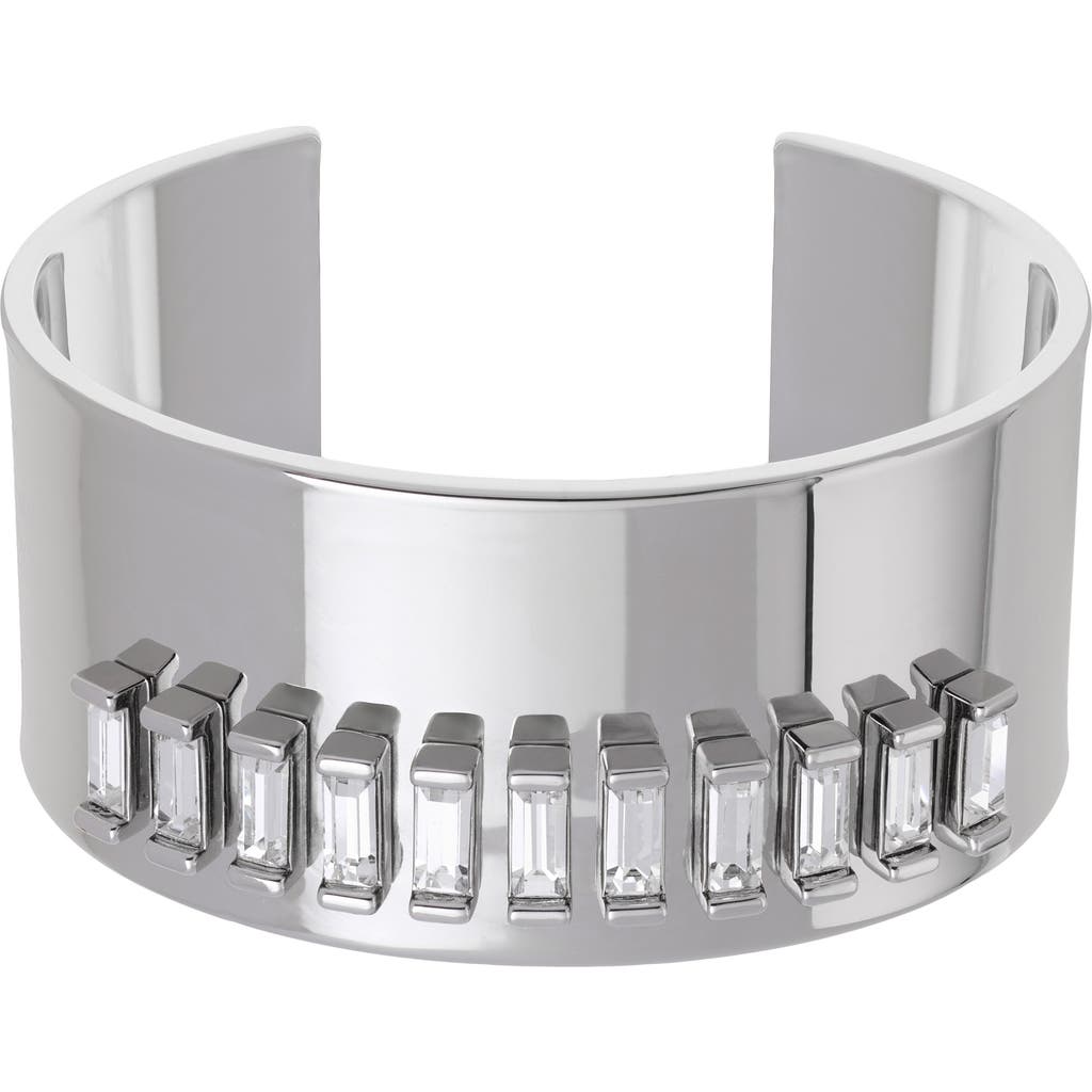 Reiss Lyra Linear Crystal Cuff Bracelet In Silver