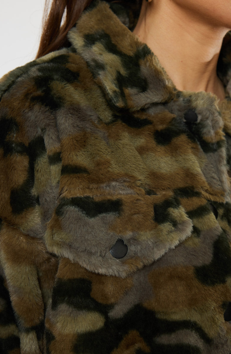 KanCan Jax Faux Fur Camo Jacket, Alternate, color, Camouflage