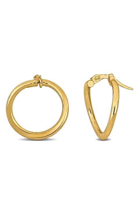 14K Yellow Gold Contorted Frontal Hoop Earrings